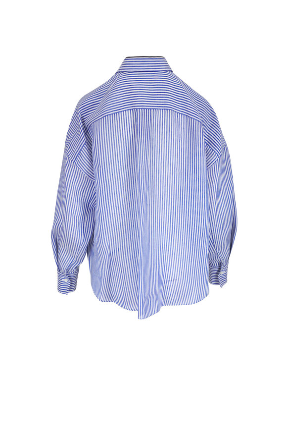 Brunello Cucinelli - Blue & White Stripe Monili Blouse