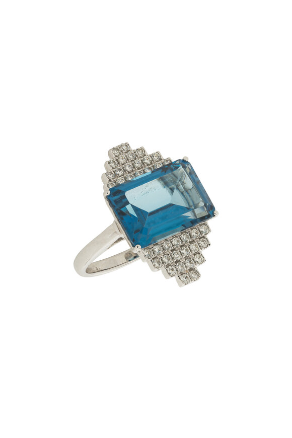 Kai Linz Blue Topaz & Diamond Cocktail Ring