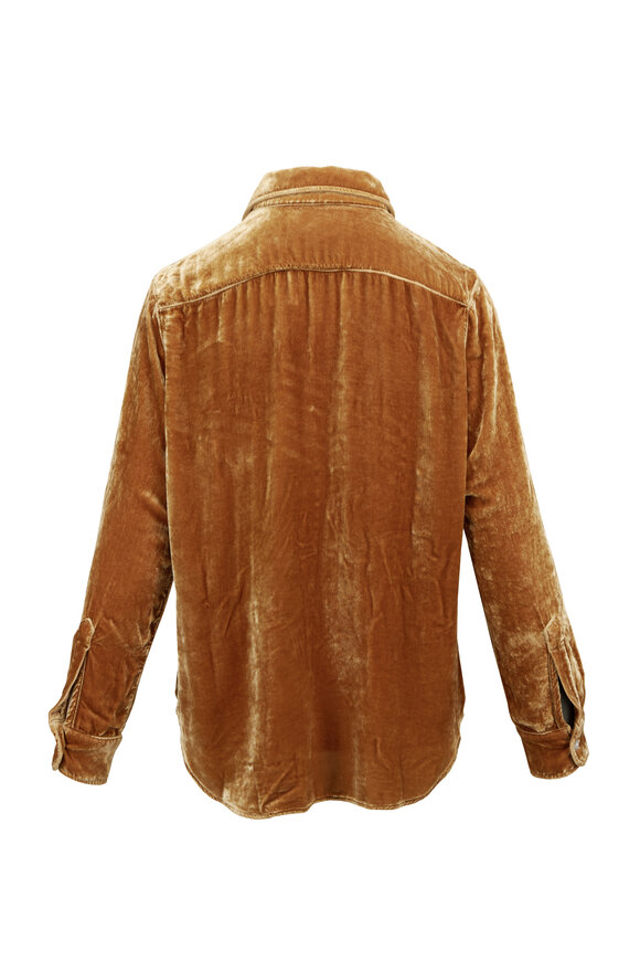 Frank & Eileen Eileen Gold Velvet Relaxed Button-Up Shirt - view 2