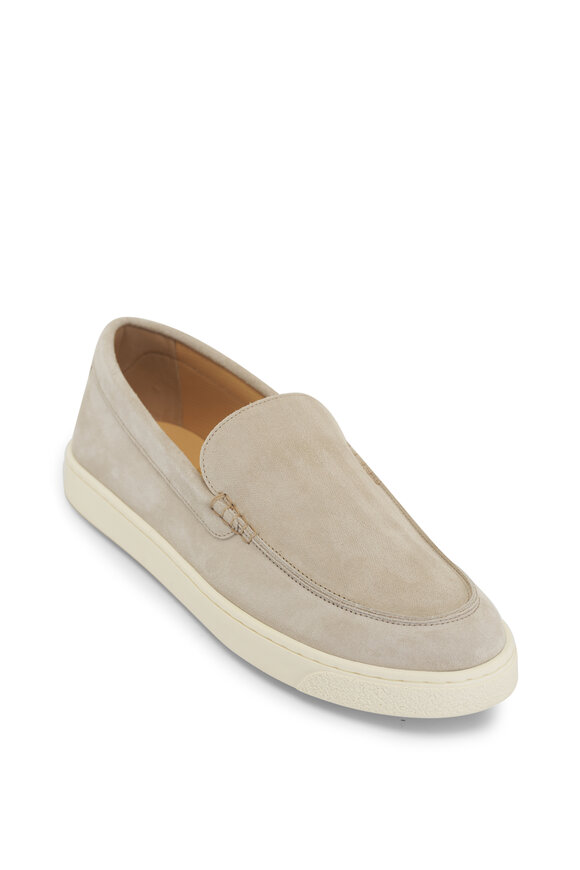 Brunello Cucinelli Beige Suede & Herringbone Canvas Loafer