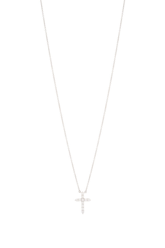 Kwiat 18k White Gold Diamond Cross Pendant Necklace