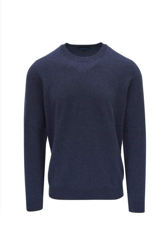 Patrick Assaraf Denim Nano Cashmere Crewneck Sweater