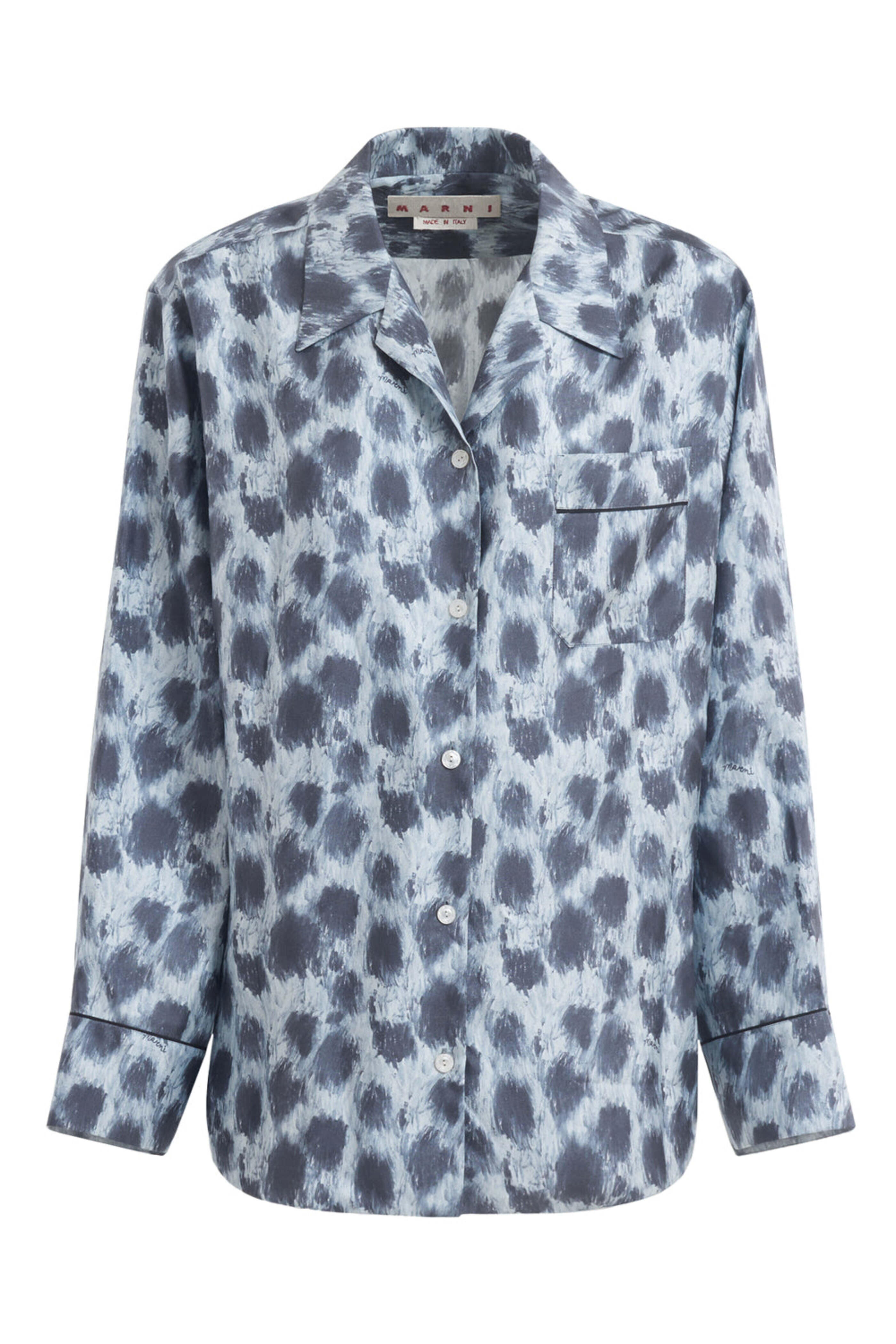 Marni - Antique Silver Crayon Leopard Button Up Shirt