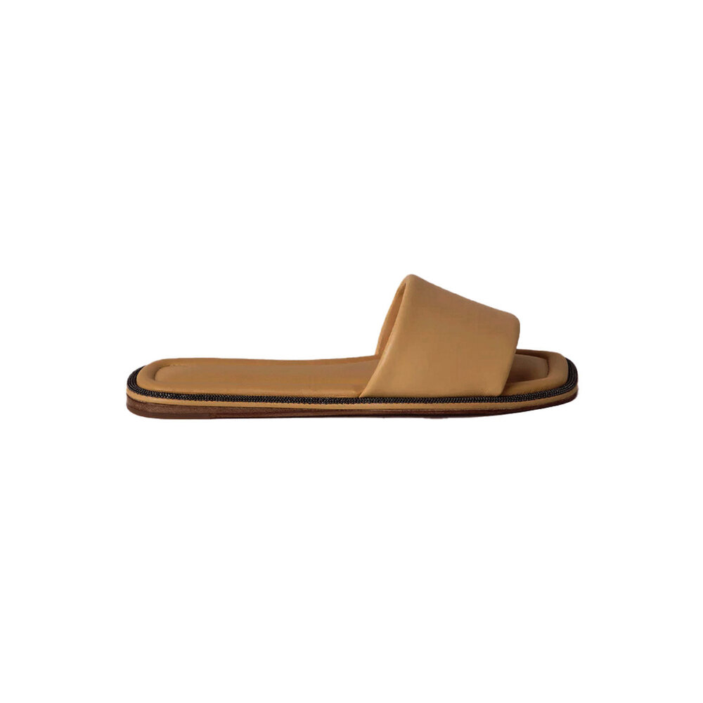 サンダル・ミュール BRUNELLO CUCINELLI Nappa leather slides with jewellery Brunello Cucinelli Monili Embellished Leather Slides