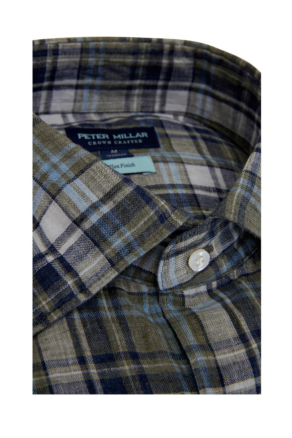 Peter Millar - Polperro Herb Green Plaid Linen Sport Shirt