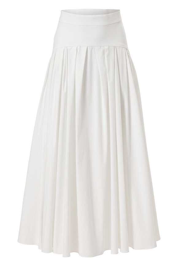 Carolina Herrera White Drop Waist Pleated Midi Skirt - view 6