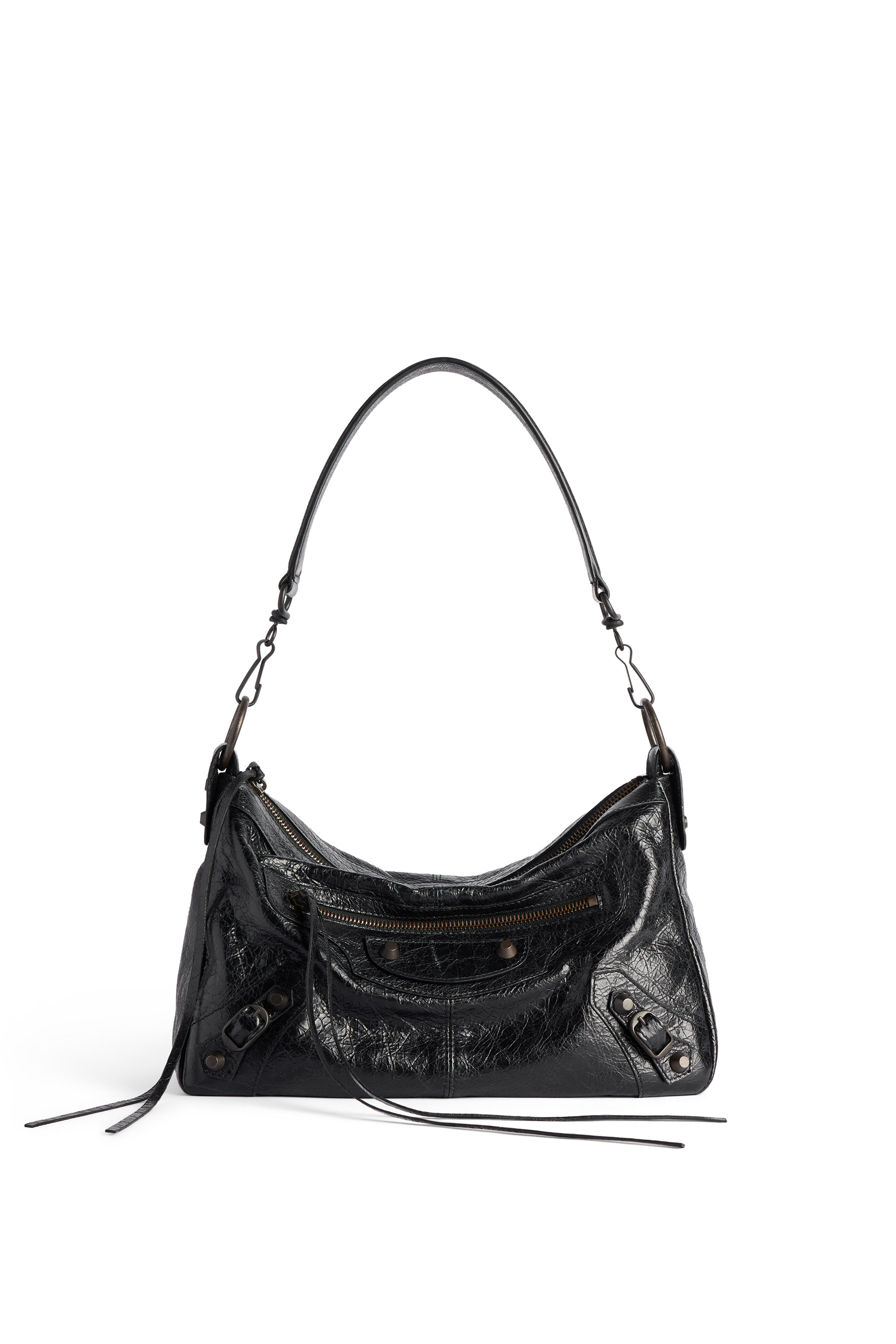 Balenciaga - Small Le City Moto Black Leather Shoulder Bag