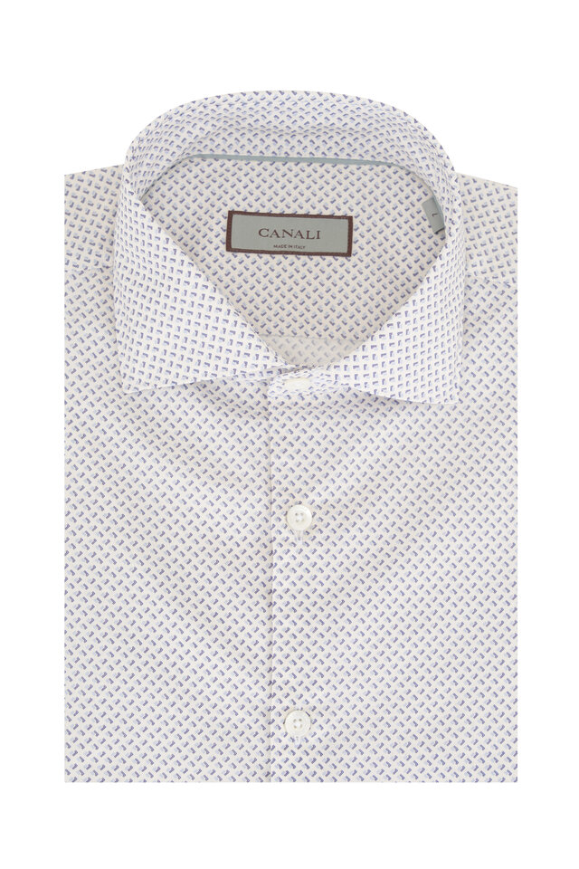 long sleeve black fitted maxi dress Mens Slim Fit White Tonal Diamond Pattern Spread Collar Cotton Blend Dress Shirt, 15 / 32/33 main image 0