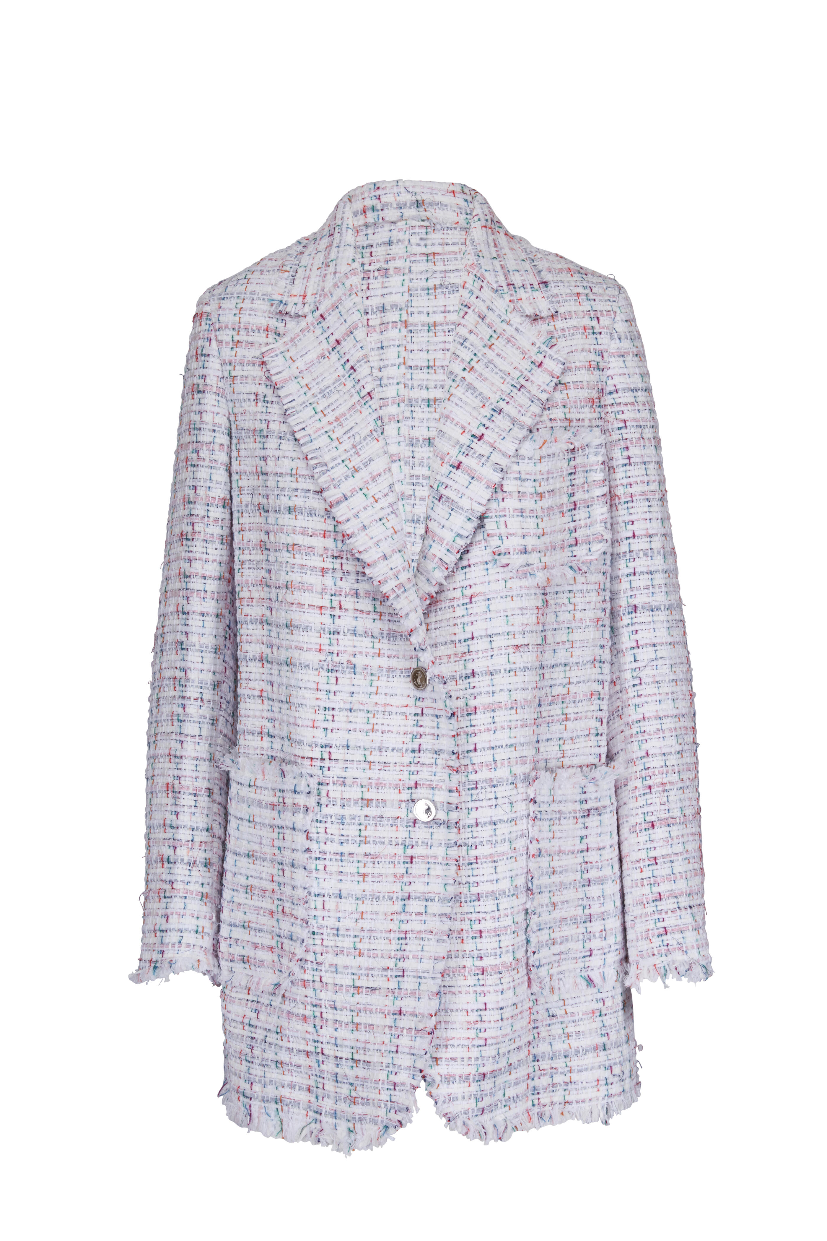 THOM BROWNE フード付きホワイトジャケット　120 Classic Loopback 4-Bar Zip Up Hoodie | Thom Browne