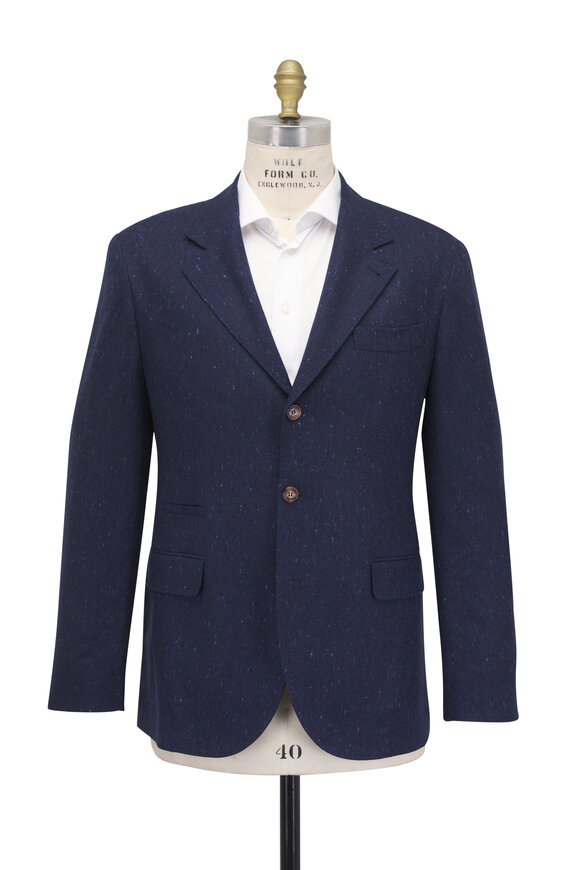 Brunello Cucinelli MSCDVSW03C9731 関税送料込 Brunello Cucinelli - Navy Donegal Wool & Cashmere Suit