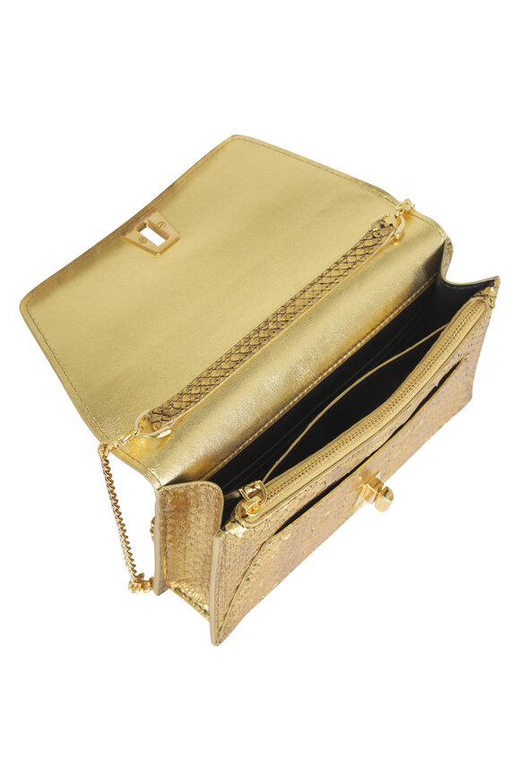 Akris Small Anouk Gold Leather Envelope Clutch - view 4