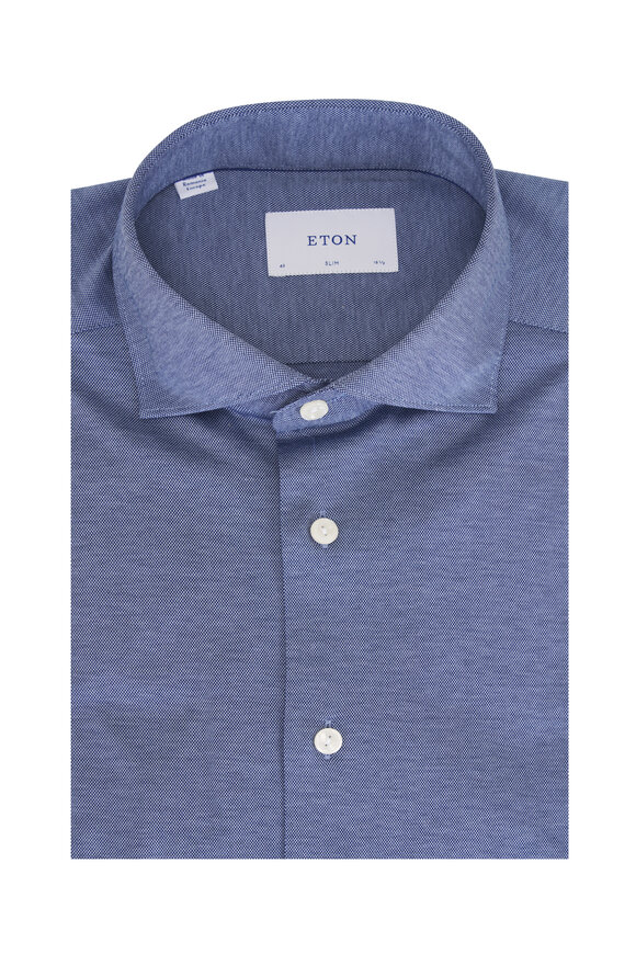 Borriello - Blue & Navy Check Cotton Dress Shirt