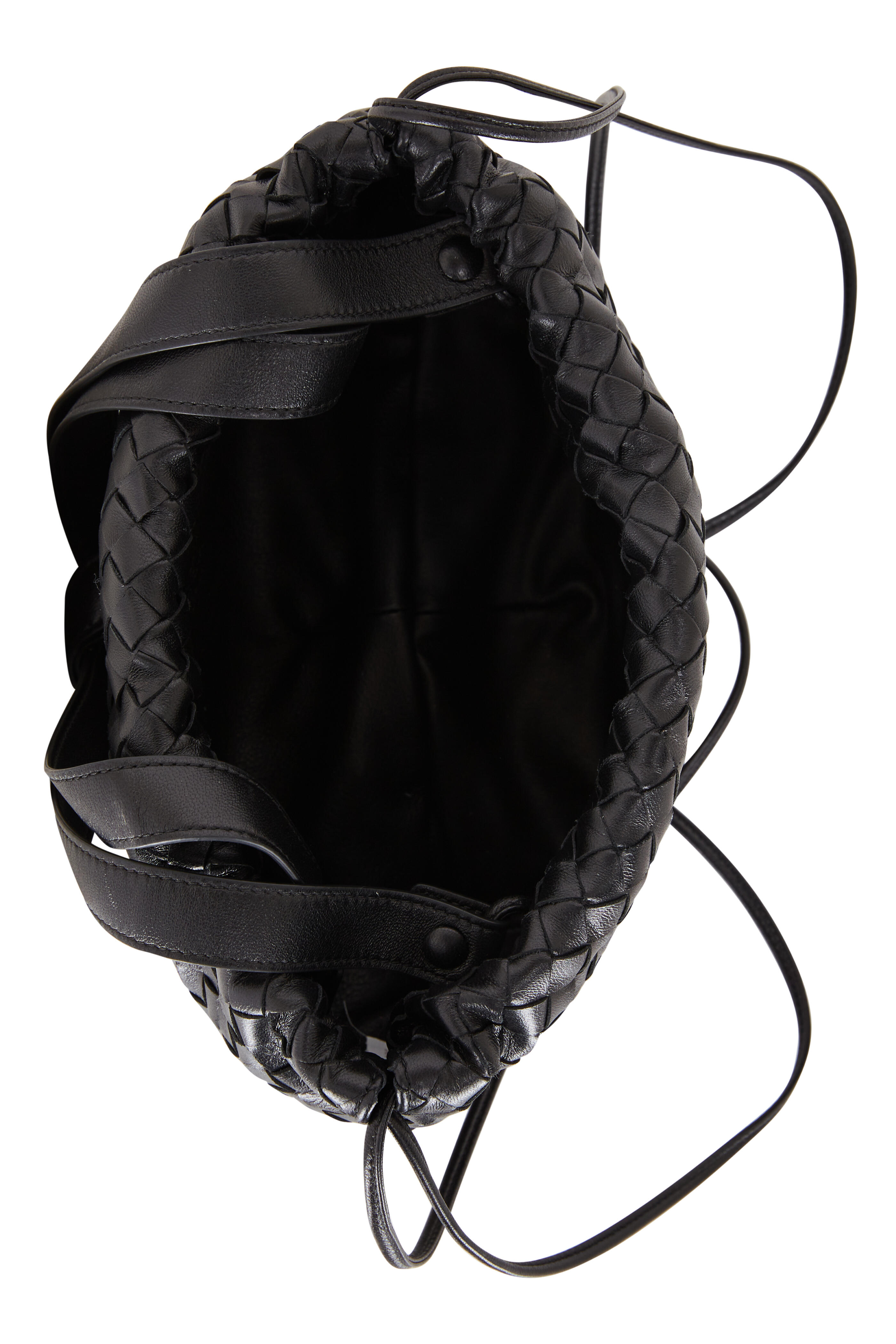 Bottega Veneta - Bulb Black Woven Leather Small Drawstring Bag