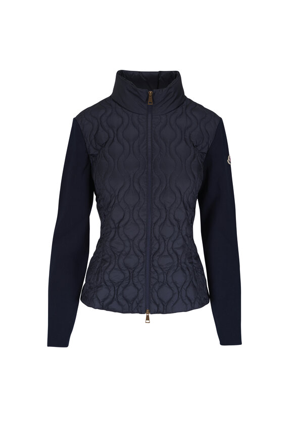 Moncler Cotton Padded Black Zip-Up Cardigan - view 1