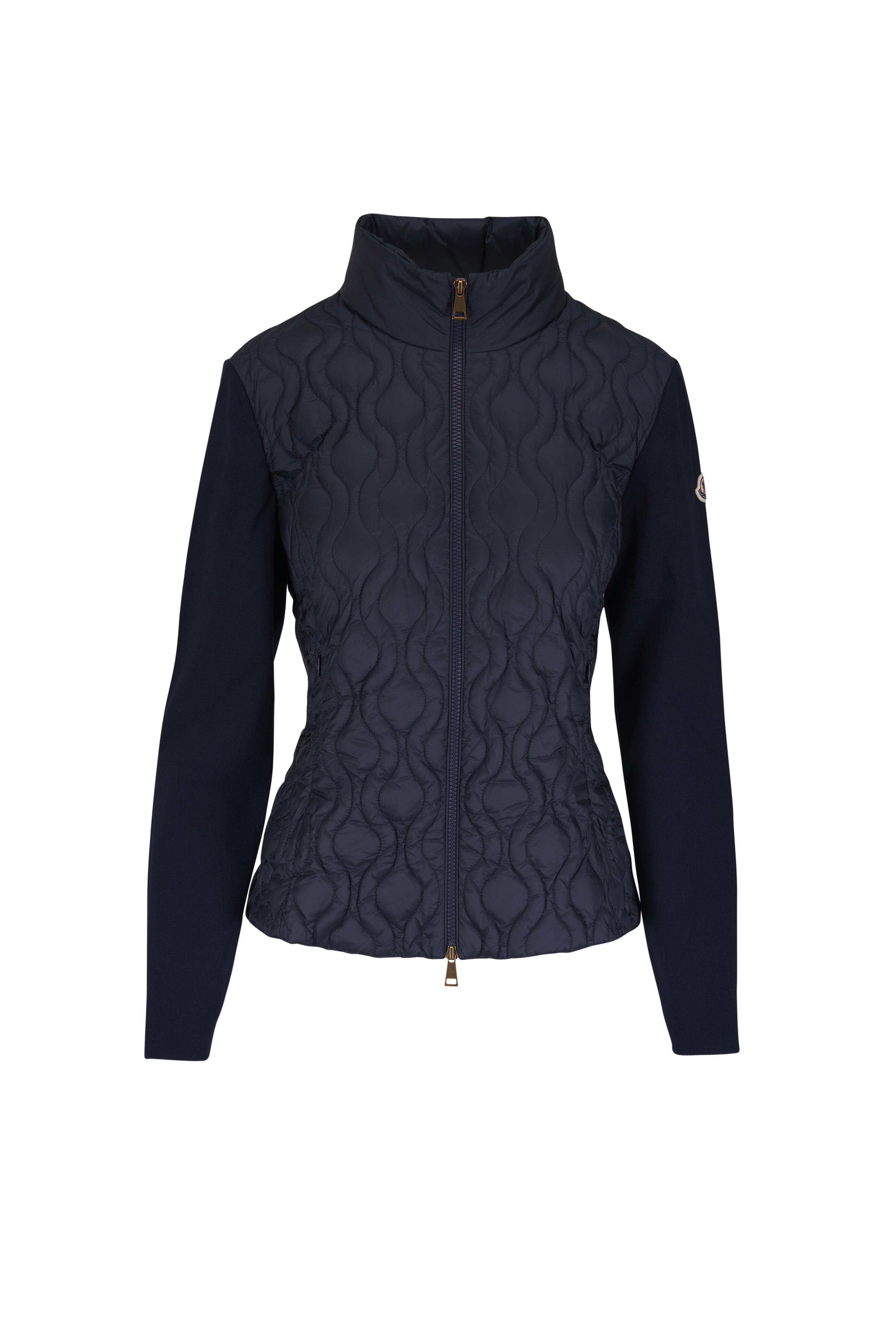 Moncler - Cotton Padded Black Zip-Up Cardigan - view 1
