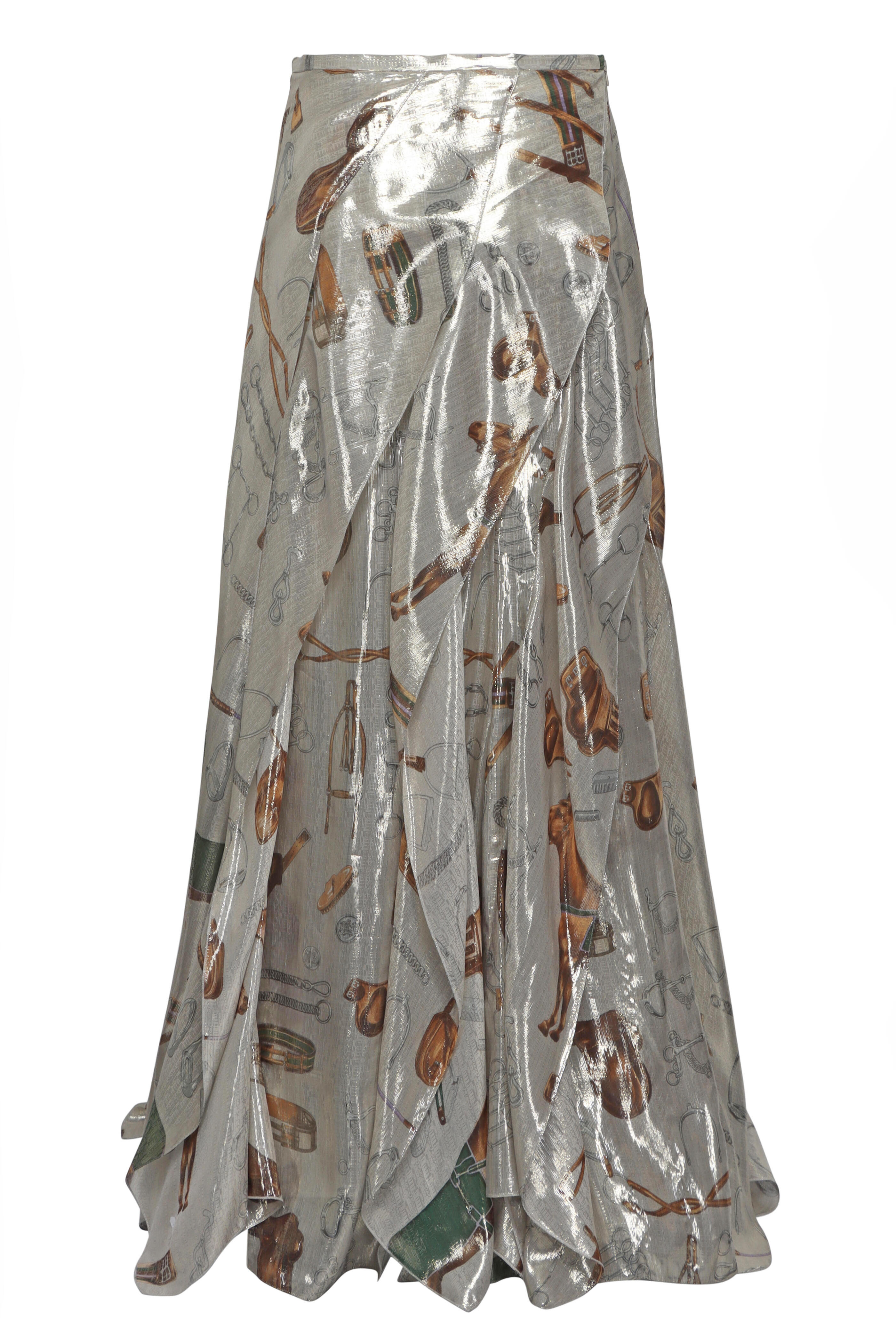 Ralph Lauren - Patricia Silver Equestrian Maxi Skirt