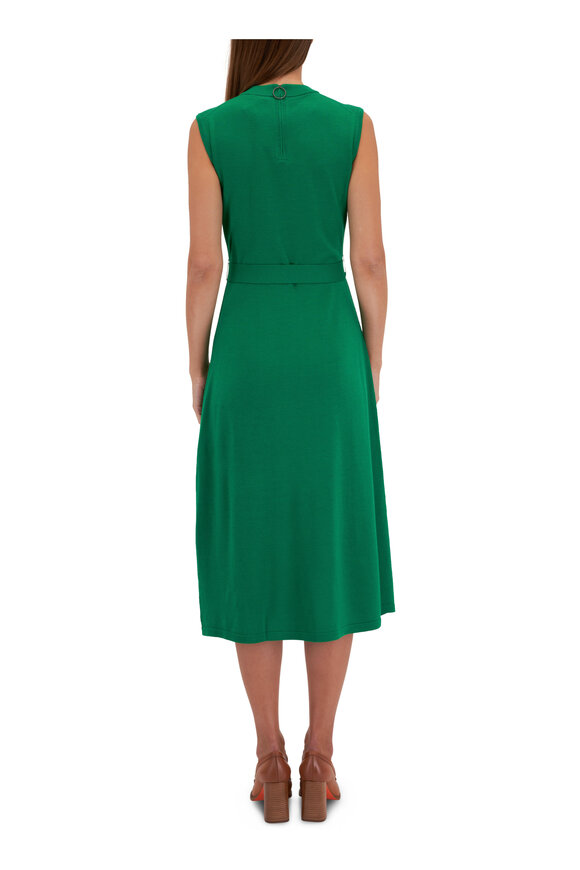 Akris Punto - Green Wool Sleeveless Belted Midi Dress