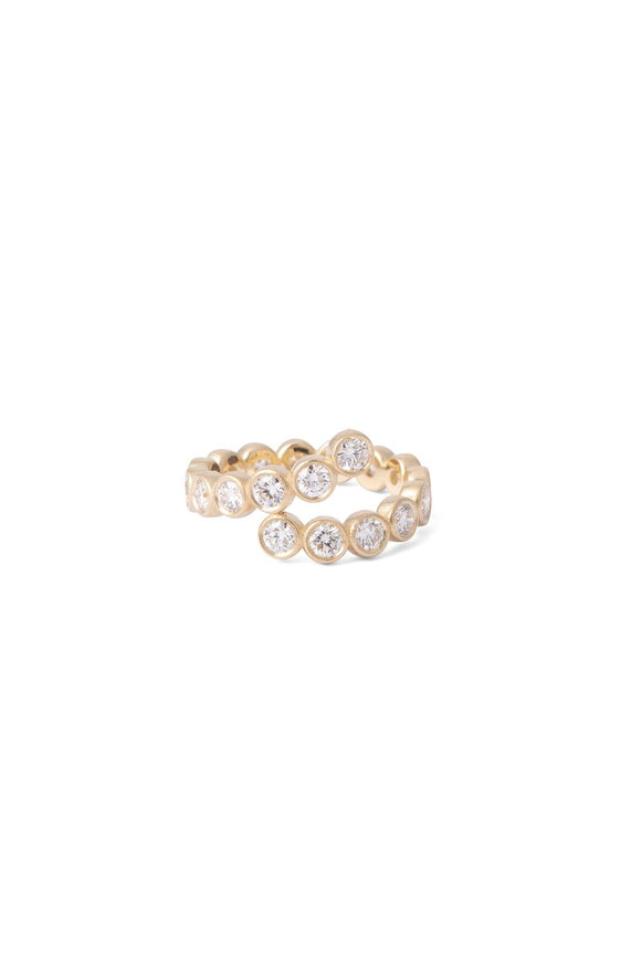 Sylva & Cie Gold Diamond Curved Swirl Ring