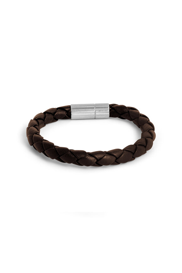 Tateossian - Brown Braided Leather Bracelet