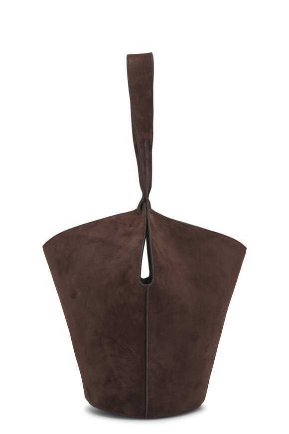 Khaite Mini Lotus Dark Brown Suede Tote - view 3