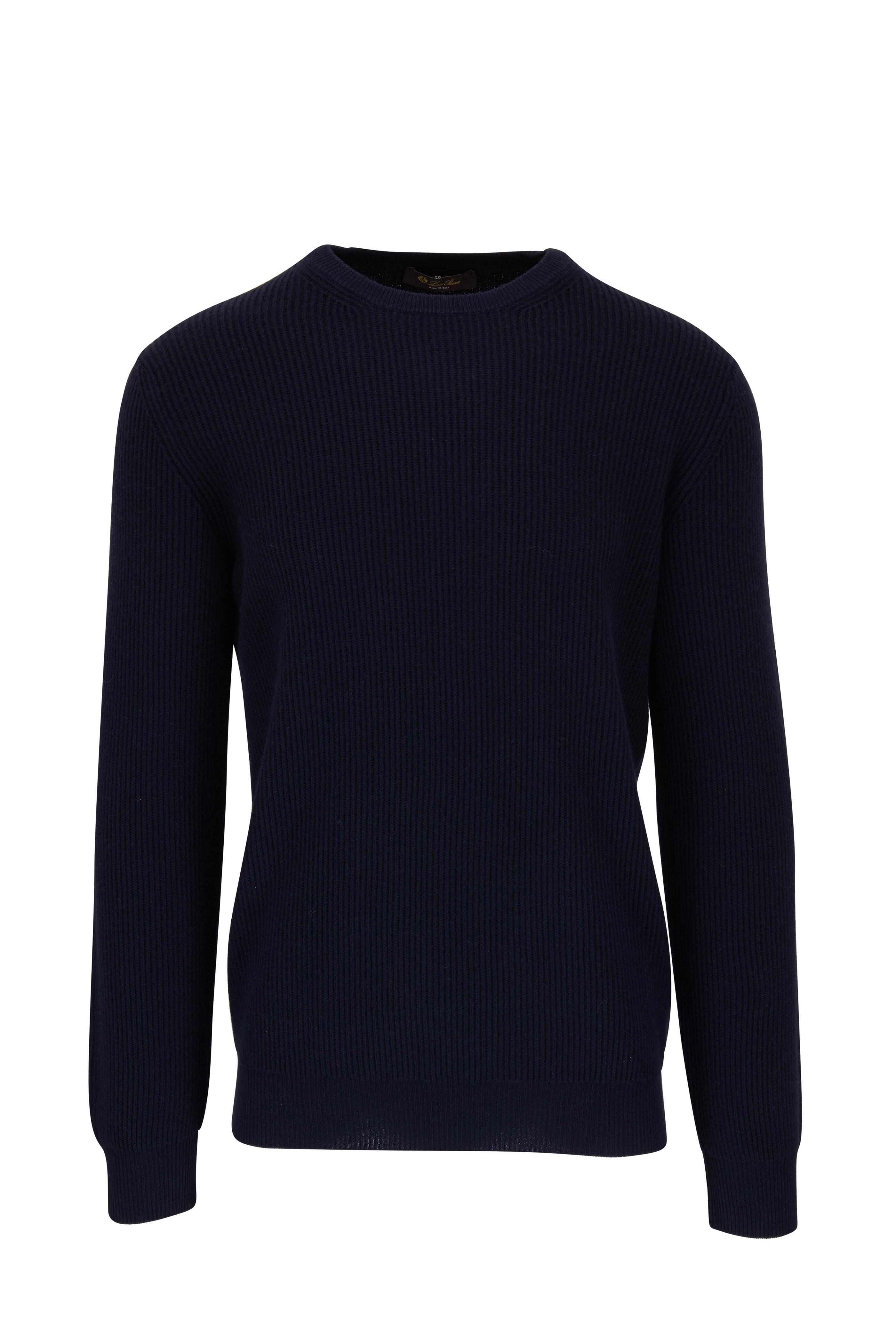 Loro Piana - Girocollo Navy York Dyed Cashmere Ribbed Sweater