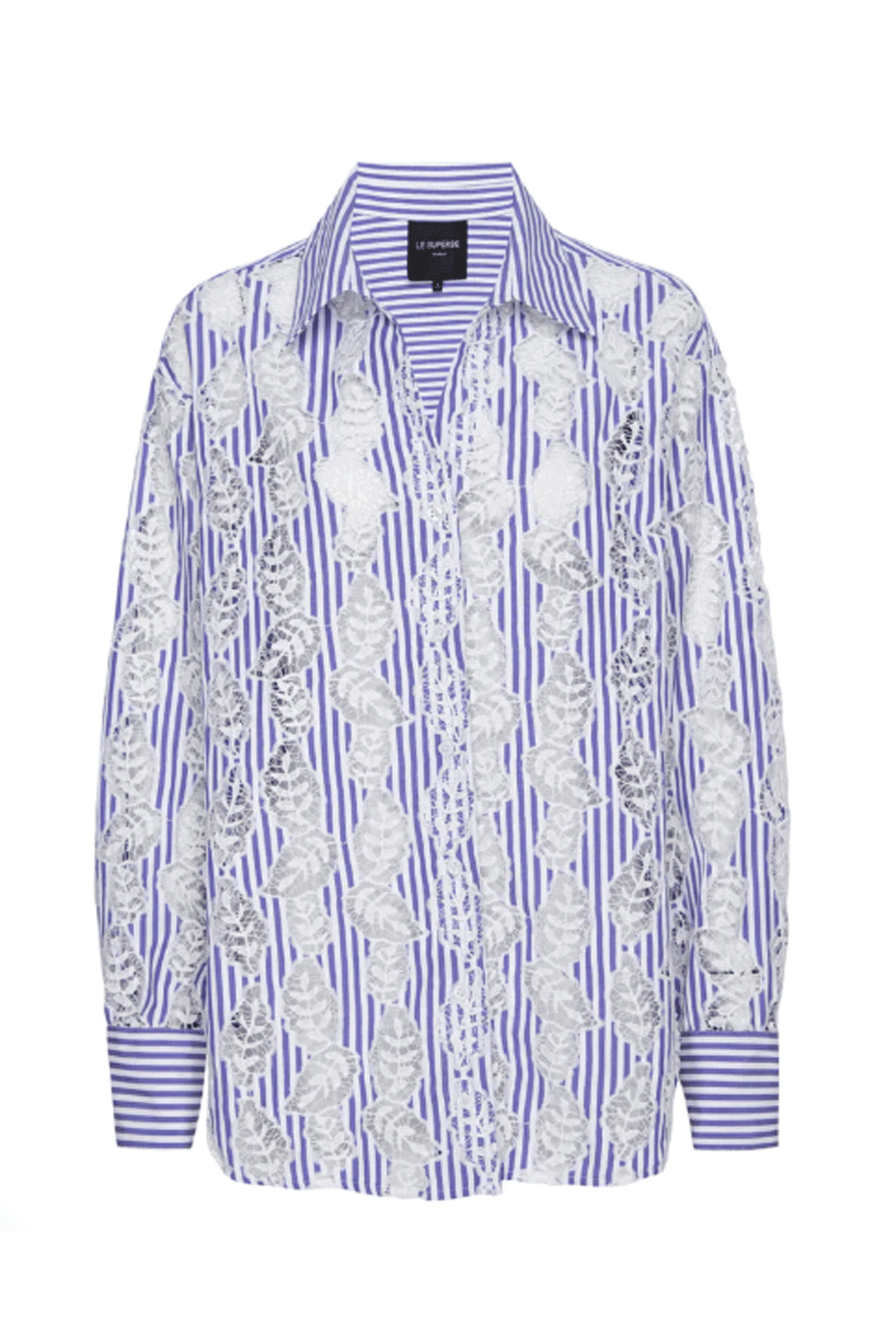 Le Superbe - Blue White Embroidery Unbeleafably Over You Shirt