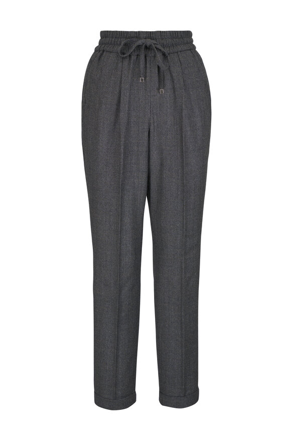 Brunello Cucinelli - Black Gabardine Cotton Pull On Pant
