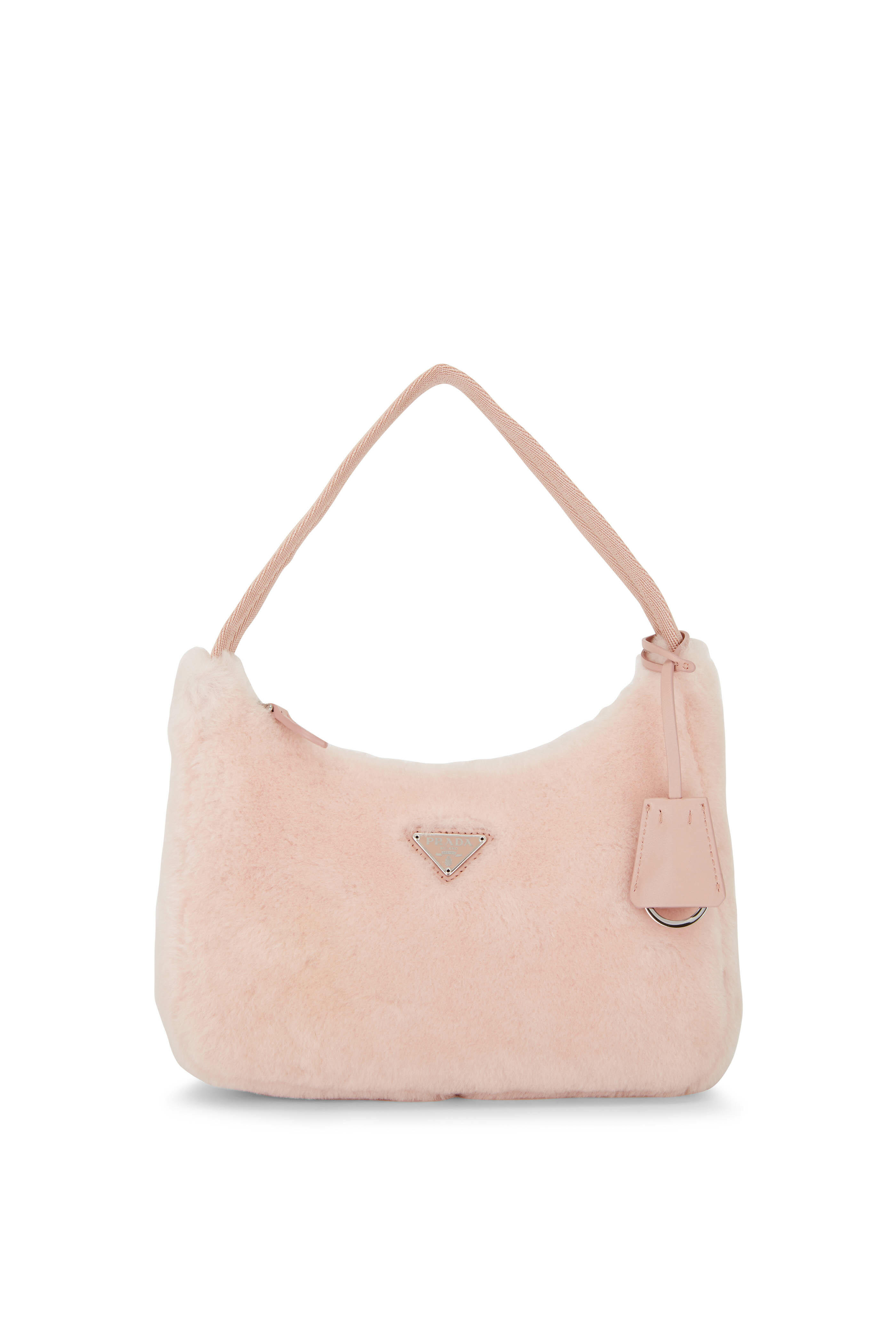 Prada Women's Orchid Pink Re-Edition Shearling Mini Shoulder Bag | by Mitchell Stores
