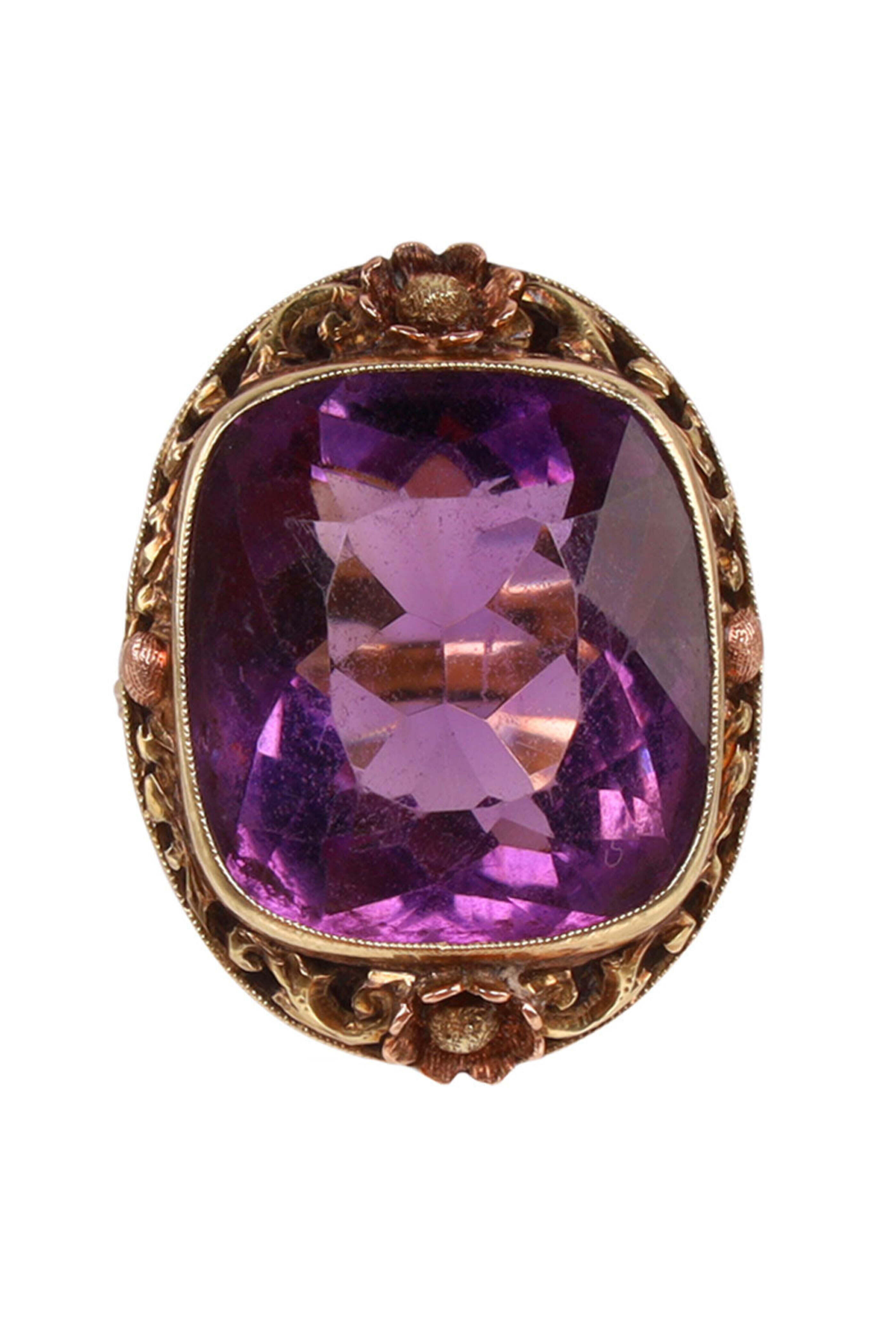 Robin Hancock Fine Jewelry - Vintage Amethyst and Amber Bezel Ring