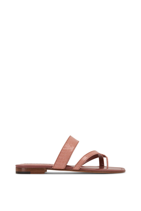 Manolo Blahnik - Susa Pink Textured Flat Sandal, 10mm
