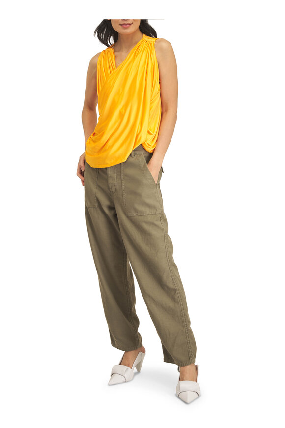 Loewe Dark Yellow Draped Asymmetrical Blouse - view 2