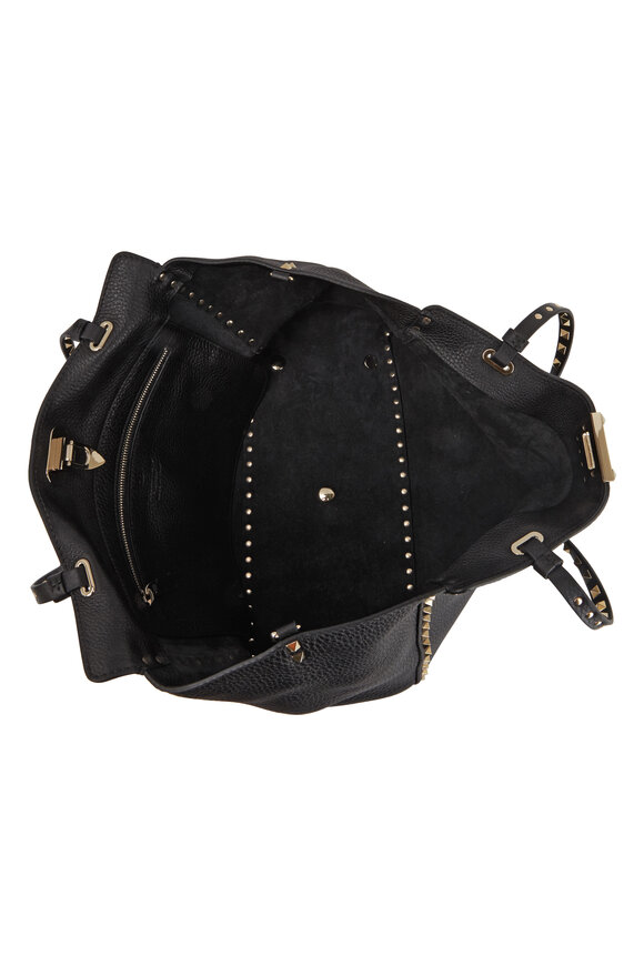 Valentino Garavani - Rockstud Black Leather Medium Tote