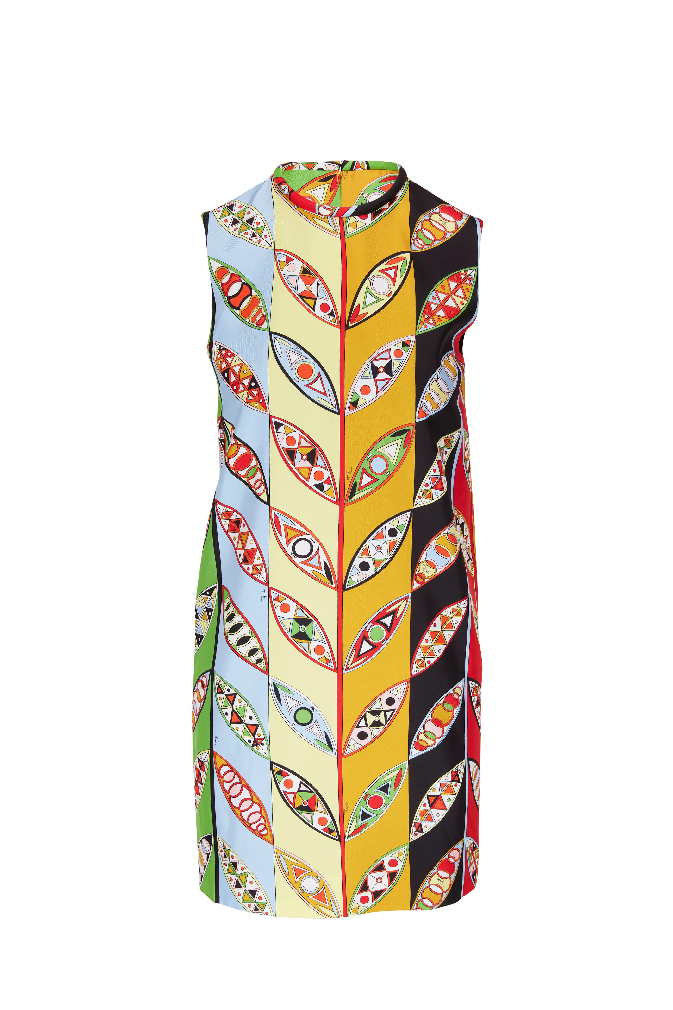 Pucci - Multicolor Geometric Silk Twill Short Dress