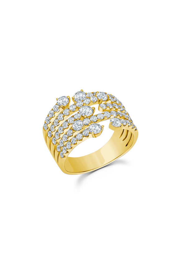 Graziela Gems 18k Yellow Gold Medium Diamond Cage Ring