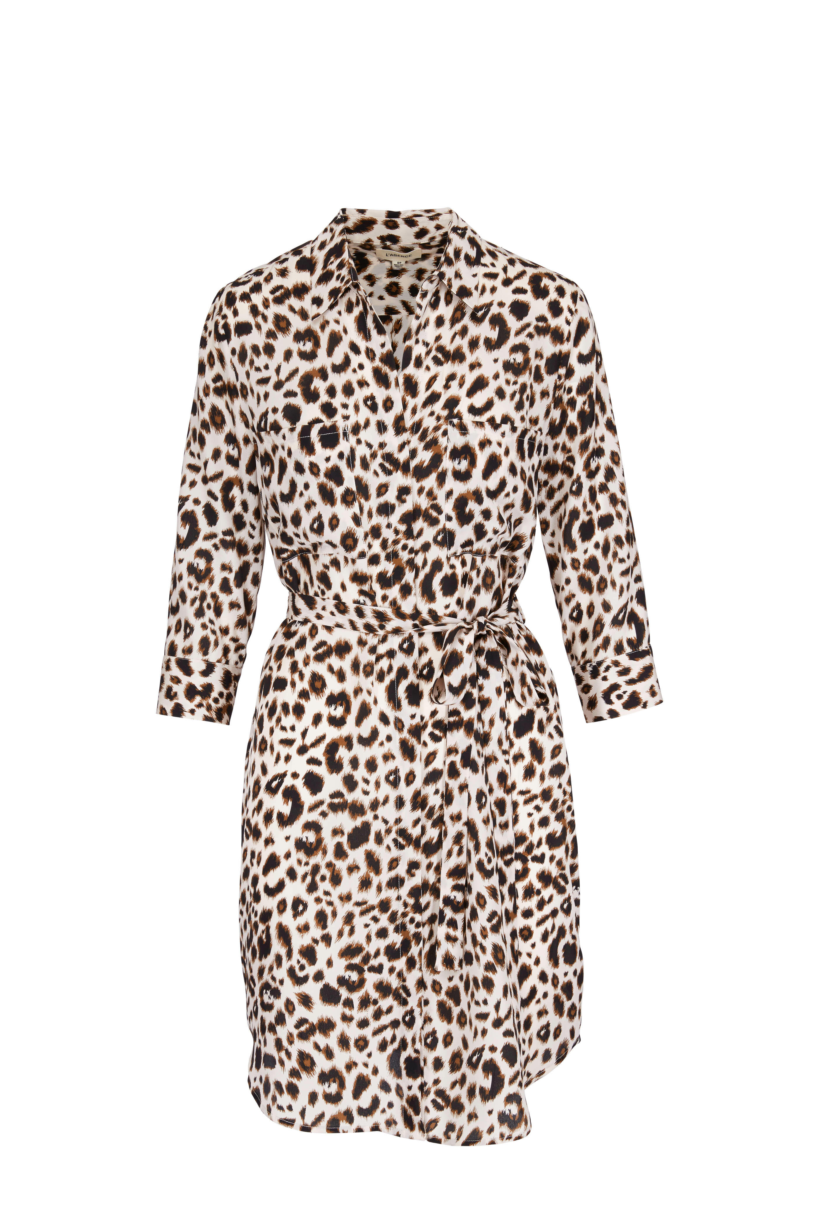 L'Agence - Stella Silk Leopard Print Dress