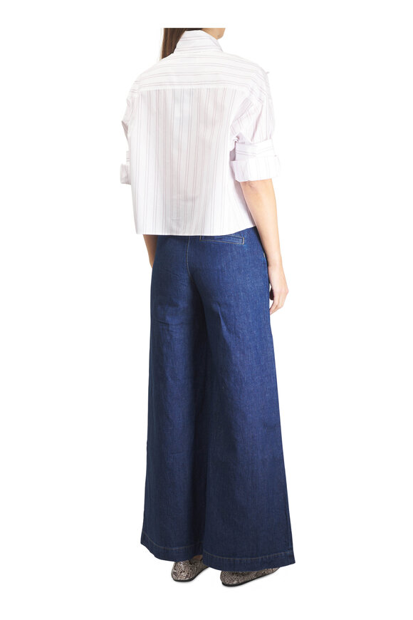 TWP Tie One On Red Stripe Blouse - view 4