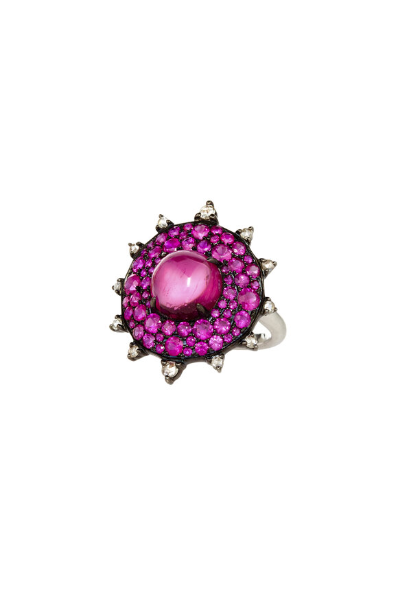 Nam Cho - 18K Gold Ruby, Rubelite & Diamond Bulls Eye Ring