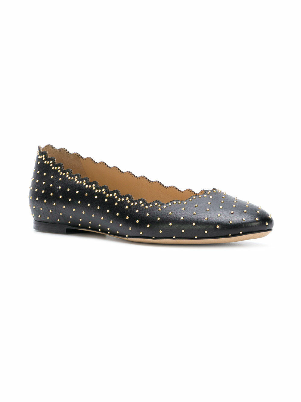 Chloé - Lauren Black Silver Studded Leather Ballet Flat