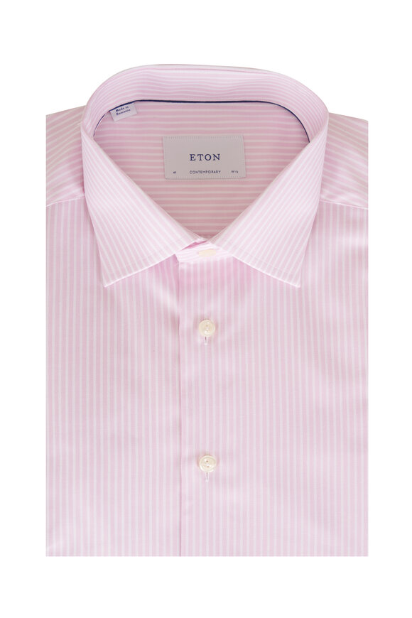Eton Pink & White Stripe Cotton Dress Shirt - view 1