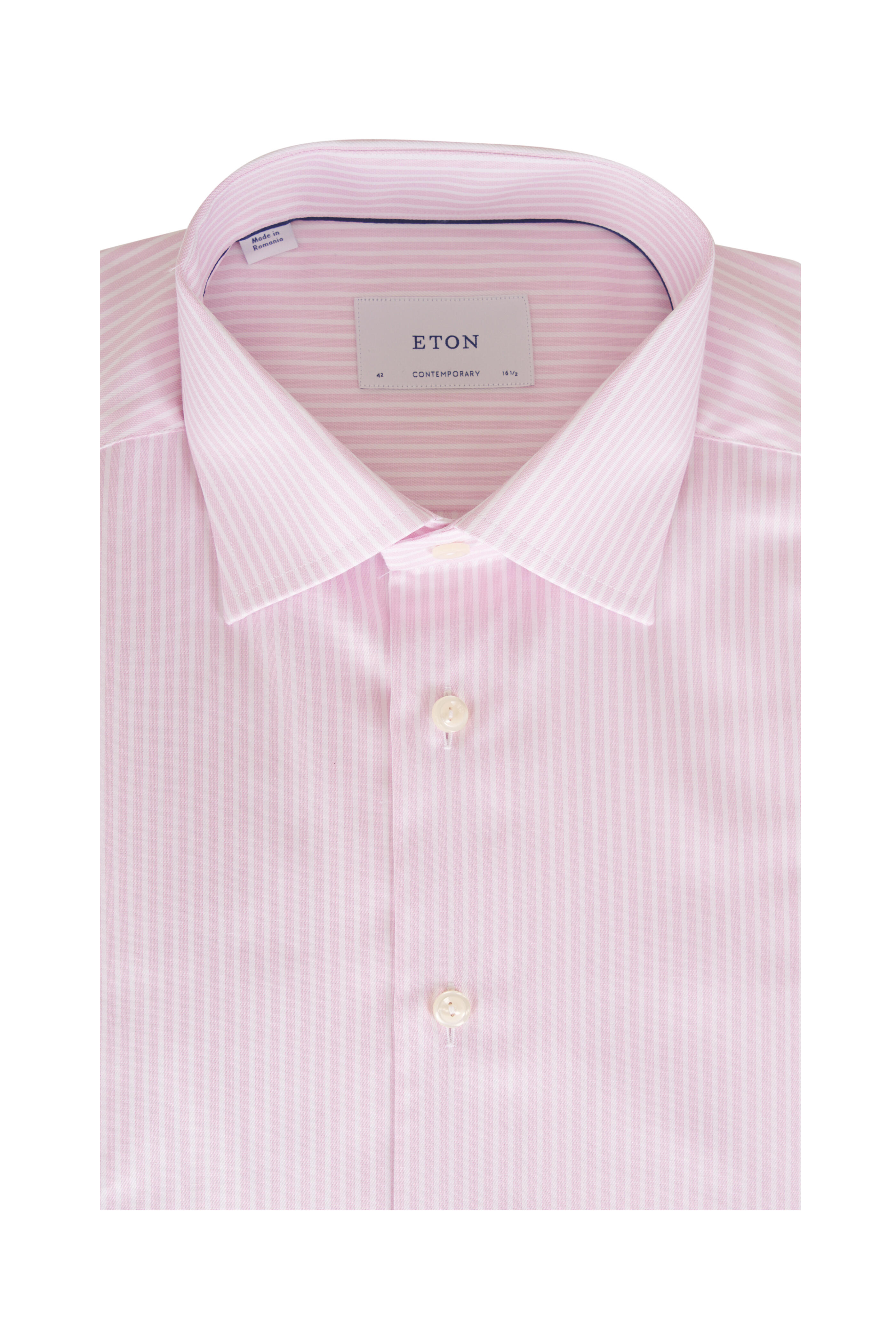 Eton - Pink & White Stripe Cotton Dress Shirt - view 1