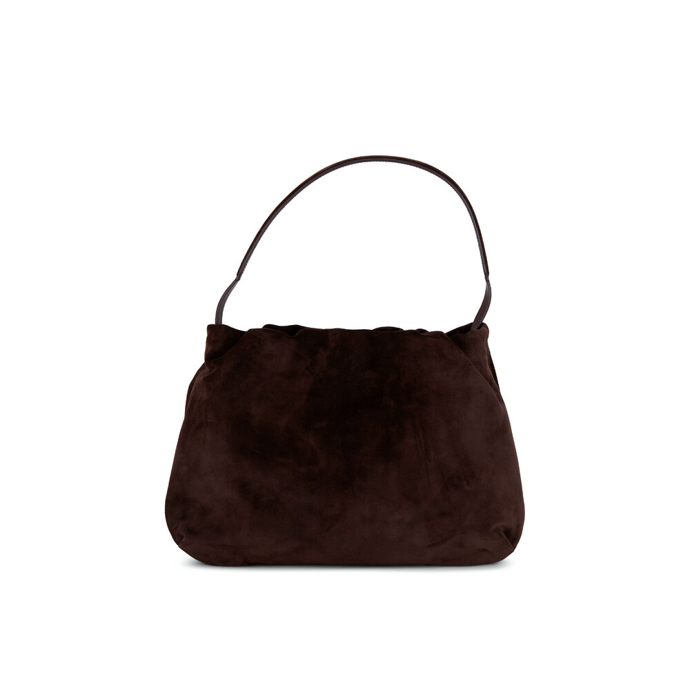 The Row - Bourse Ebony Suede Shoulder Bag | Mitchell Stores