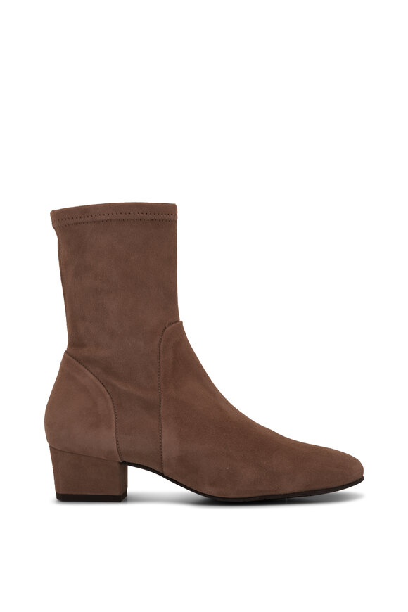 Aquatalia - Stassi Taupe Stretch Suede Ankle Boot