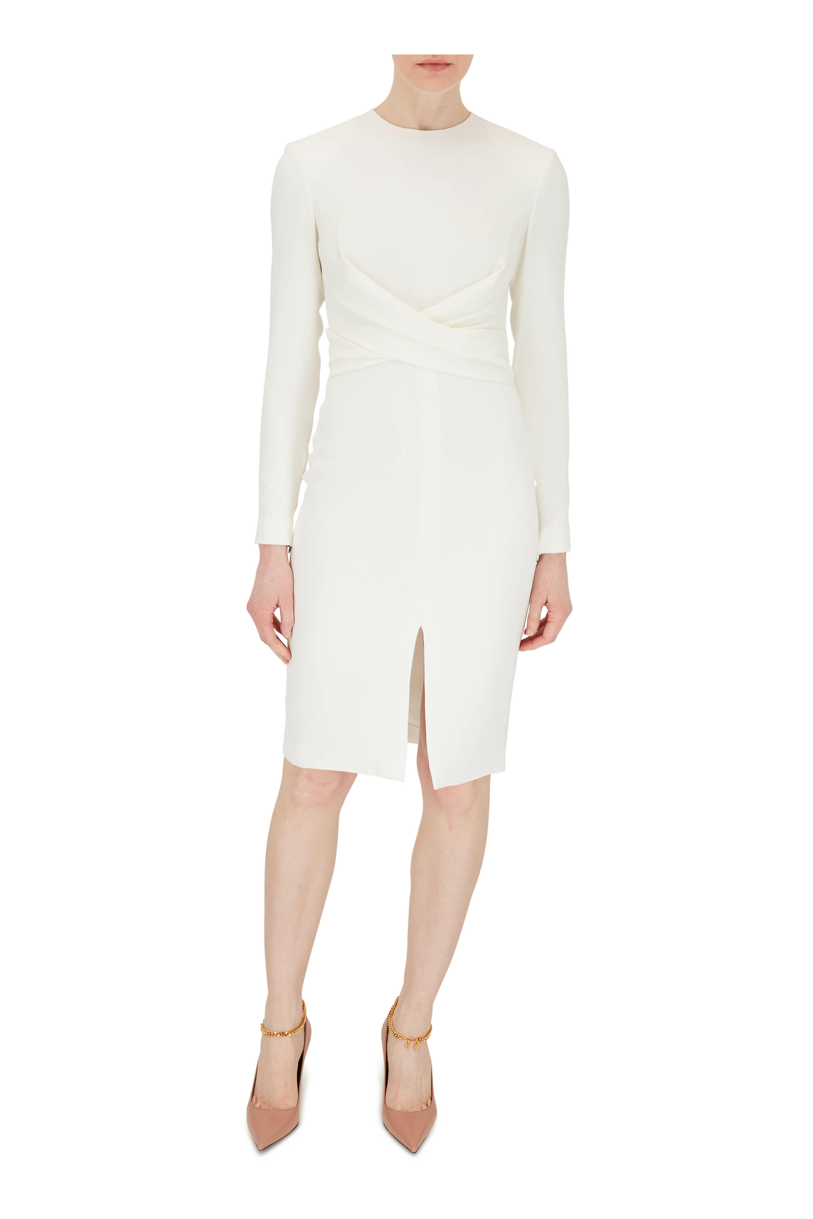 Tom Ford - Flesh Leather Chain Detail Gold Heel Pump, 85mm