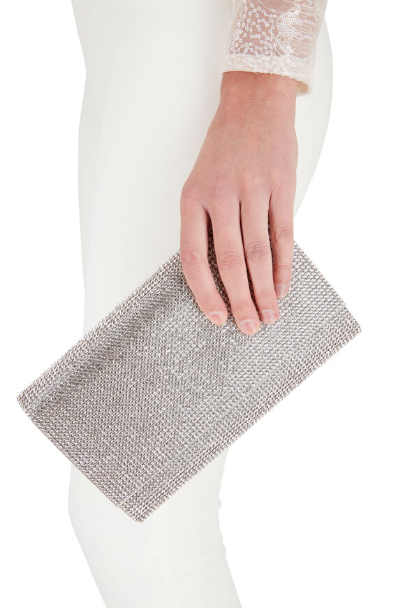 Judith Leiber Couture - Fizzy Silver Crystal Chain Clutch 