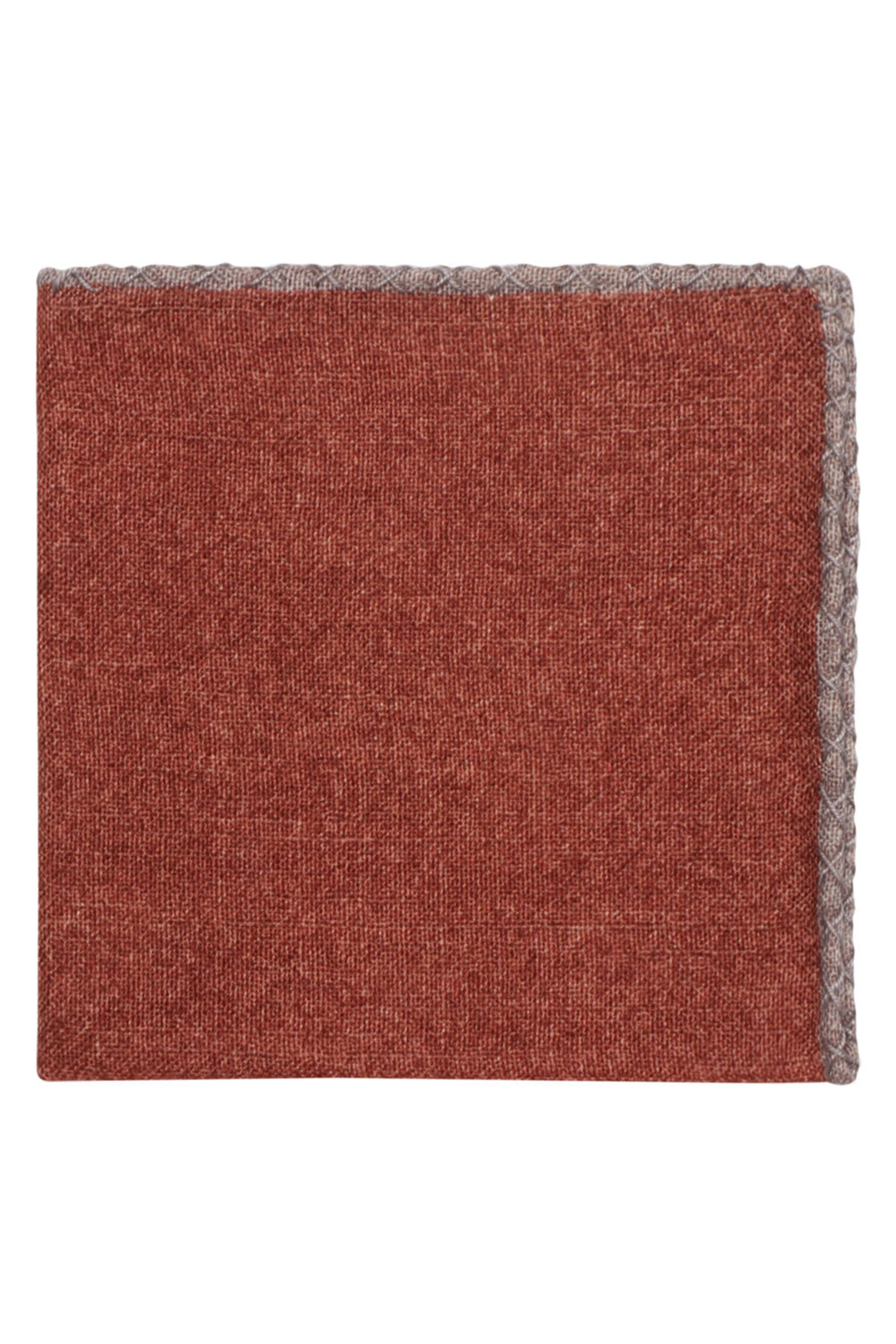 Geoff Nicholson - Rust and Grey Wool Garza Pocket Square