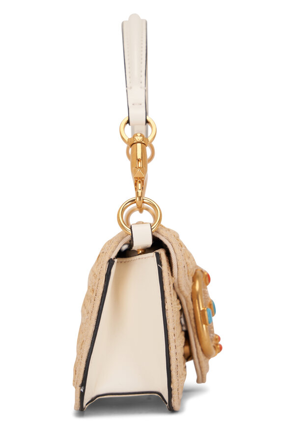 Valentino Garavani - Small Loco Raffia Jewel Logo Shoulder Bag 