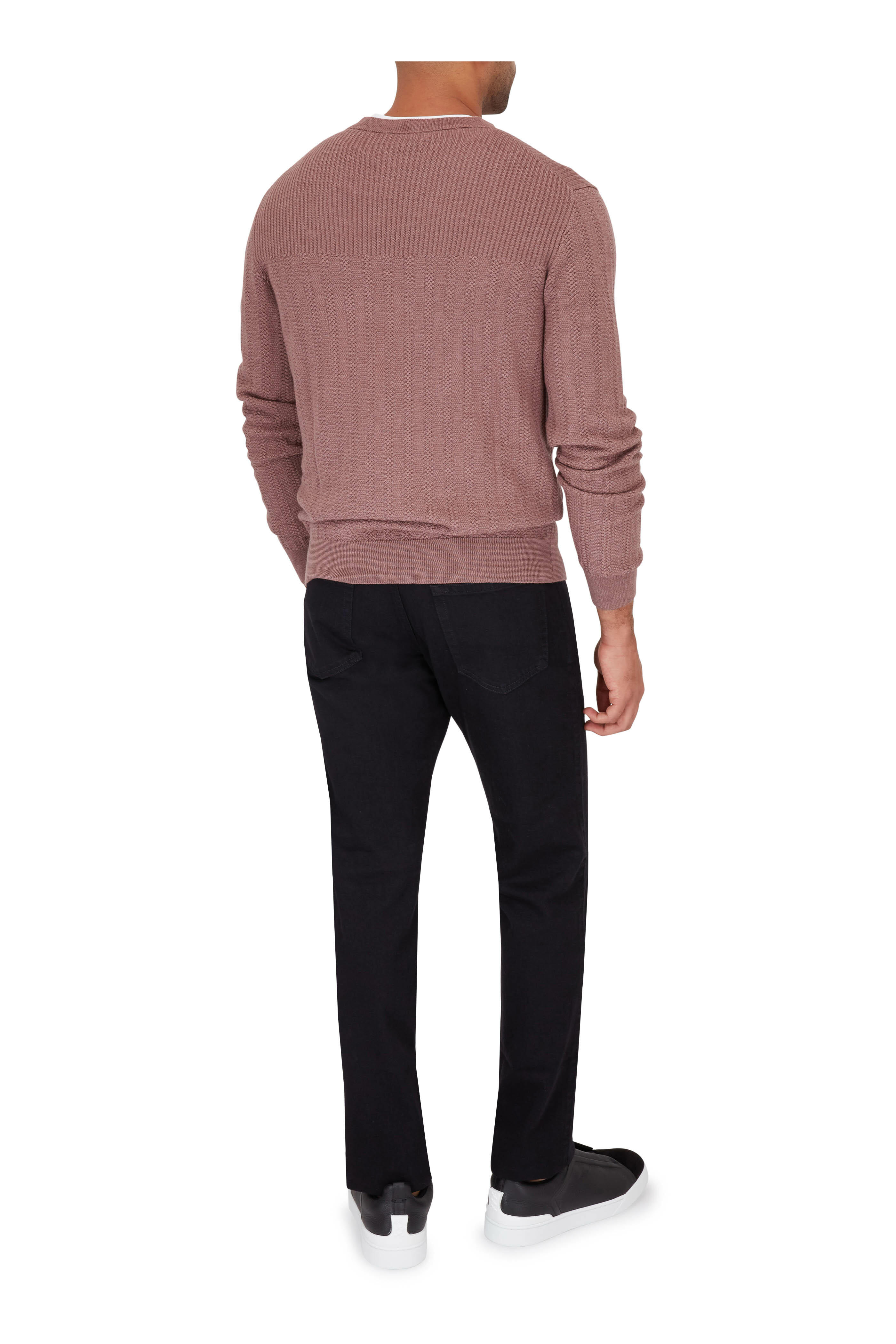 Zegna - Pink Wool & Silk Cable Knit Sweater | Mitchell Stores