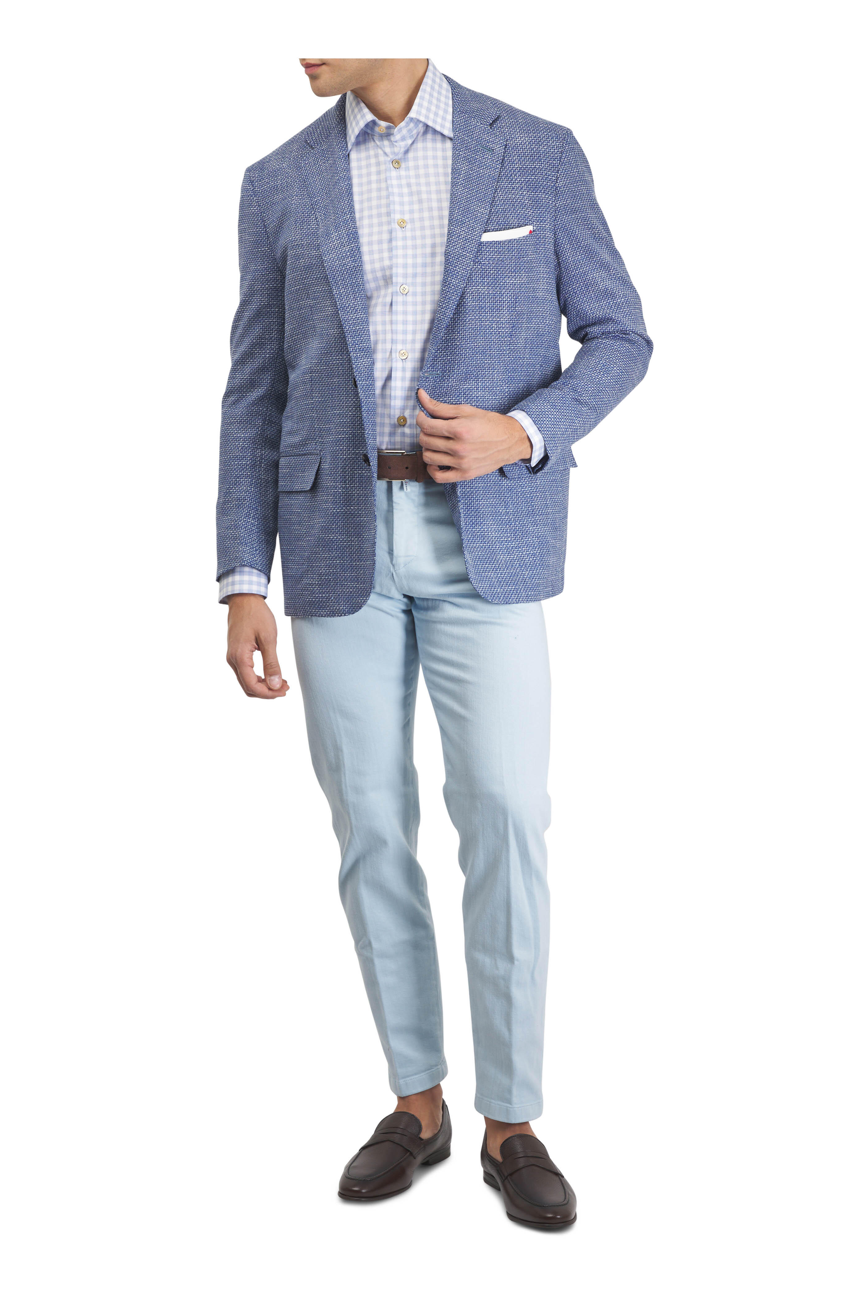 Kiton - Light Blue Stretch Cotton Denim Pant