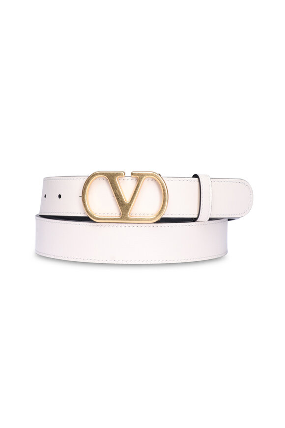Valentino Garavani VLogo Butter & Black Reversible Belt, 30mm - view 3