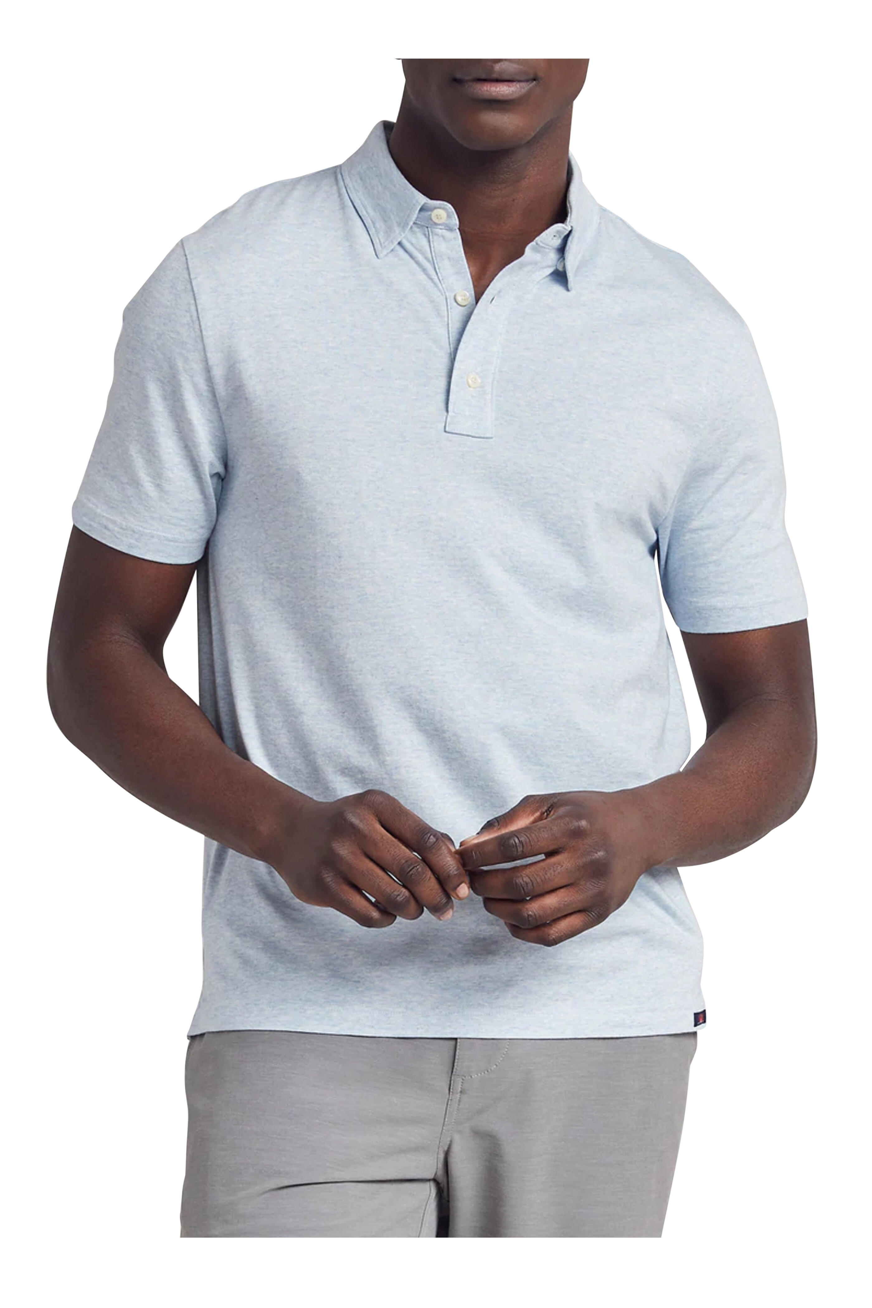 Faherty Brand - Movement™ Cardiff Blue Heather Short Sleeve Polo